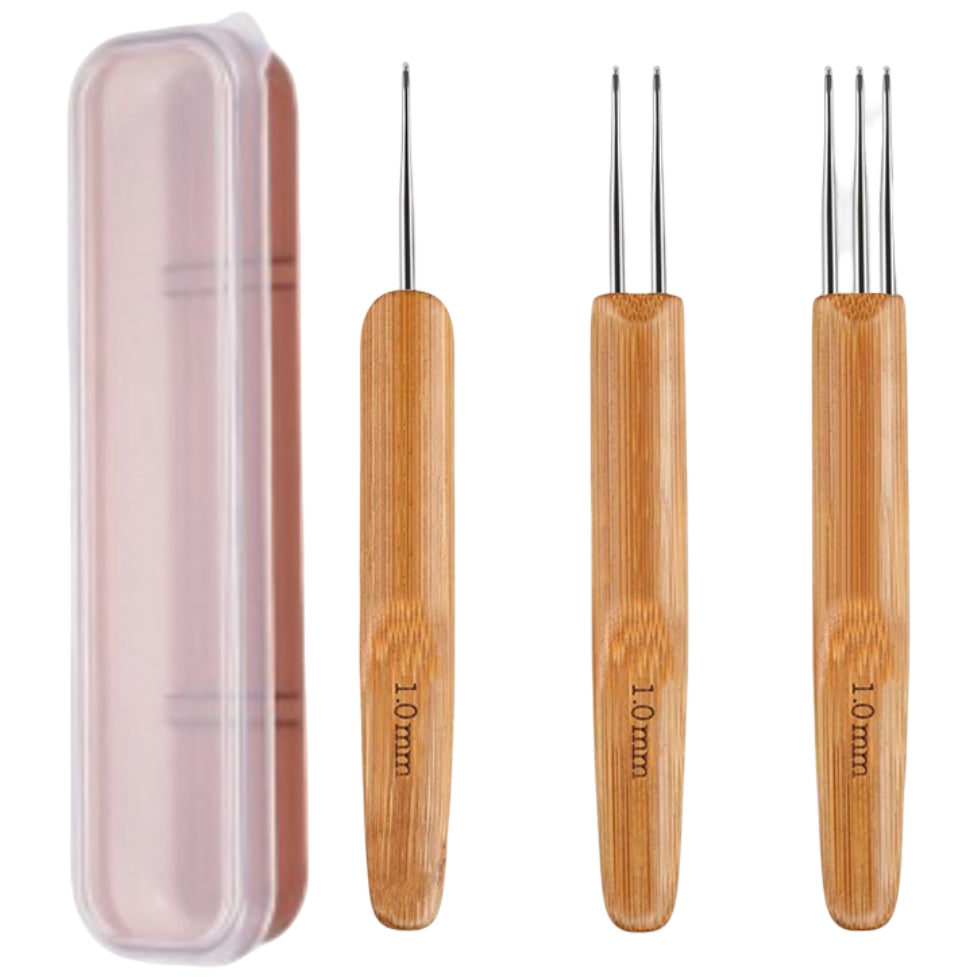 Dreadlock Crochet Hook Tool Set (1, 2, 3 Hooks) for Hair Weaving and Maintenance