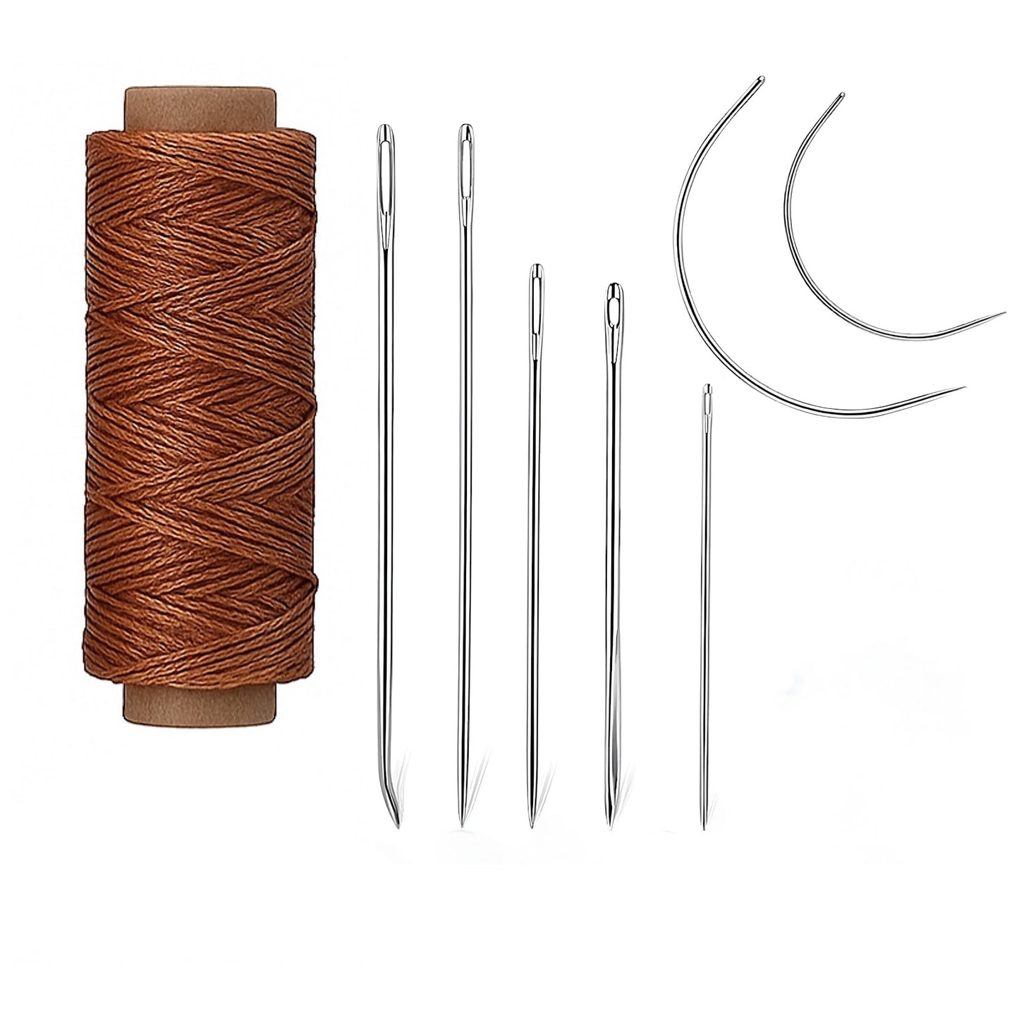 55 Yards Waxed Thread with 7 Leather Needles for Hand Sewing Leather Upholstery Repair Canvas Bags
