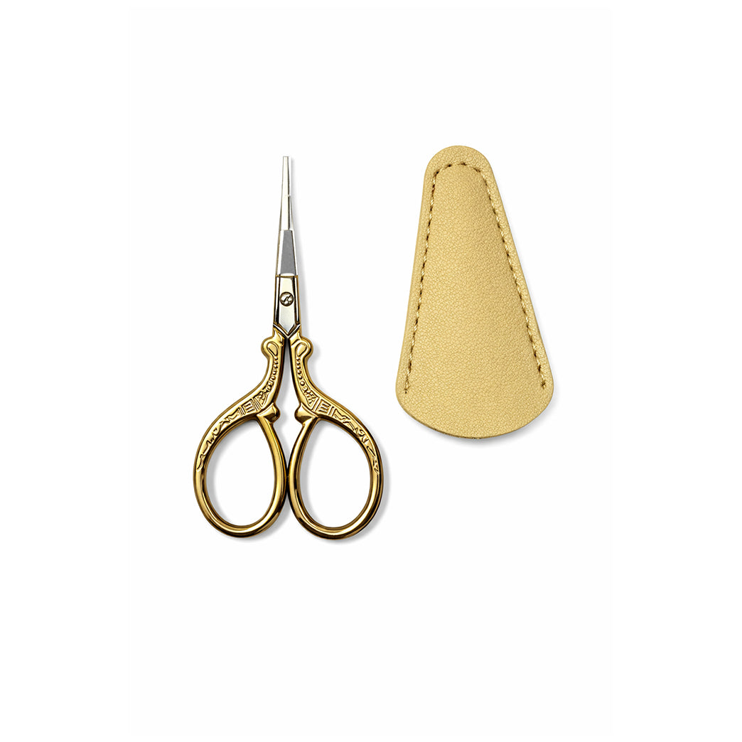 Embroidery Sewing Scissors with Leather Cover for Needlework Crafting Thread Cutting and DIY Handicraft Tools