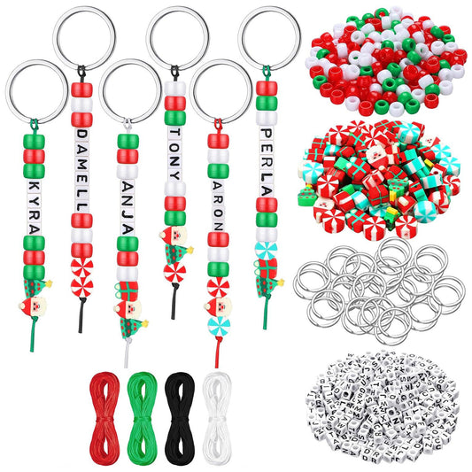 DIY Bead Keychain Kit with Alphabet Letter Beads Adjustable Strings and Jewelry Accessories, Pack of 564