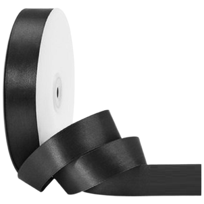1 Inch Black Satin Ribbon for Gift Wrapping, Crafts, Hair Bows, and Party Decorations