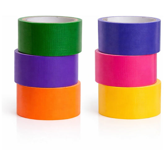 Heavy-Duty Colored Duct Tape 10 Yards x 2 Inch Rolls Multi-Pack for Crafts DIY and School Supplies, Pack of 6