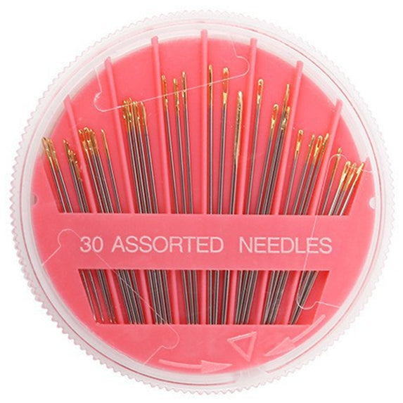 Sewing Needle Set with Safe Storage Container for Hand Sewing Crafts, Pack of 30