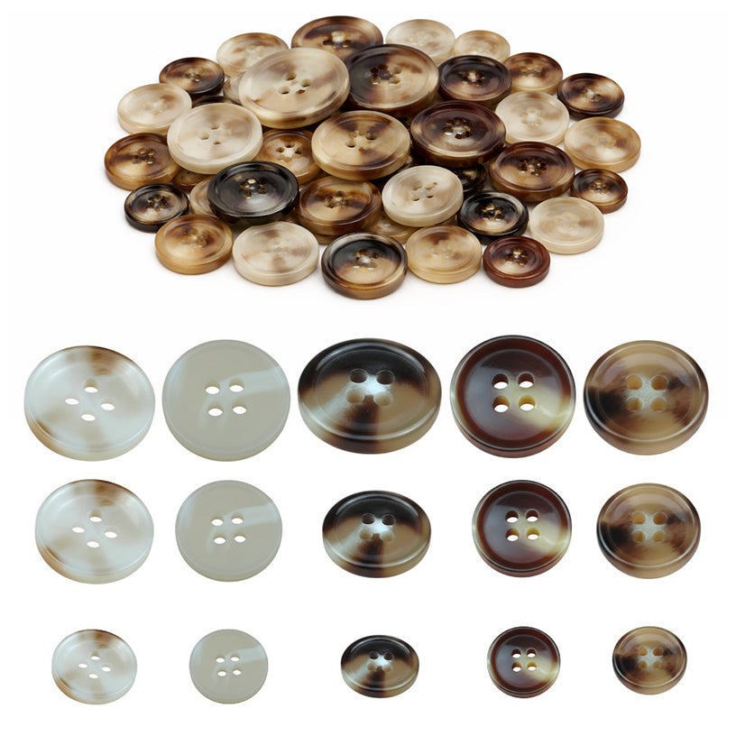 Mixed Sewing Buttons 4 Hole Resin Buttons 15mm 20mm 25mm for Clothing and Crafts, Pack of 110