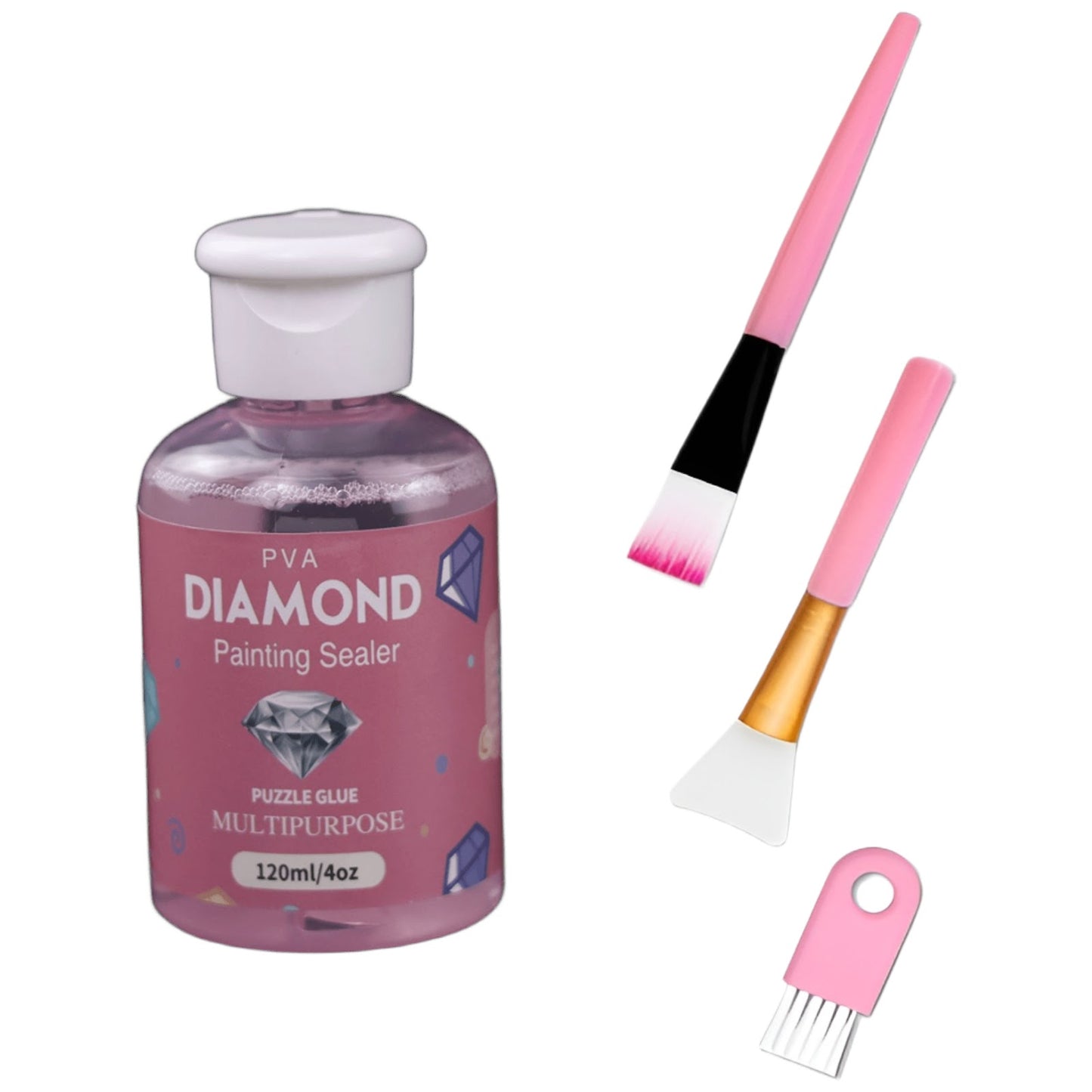 Diamond Painting Sealer Kit 120ML with Brush Set for Diamond Art and Puzzle Glue Protection