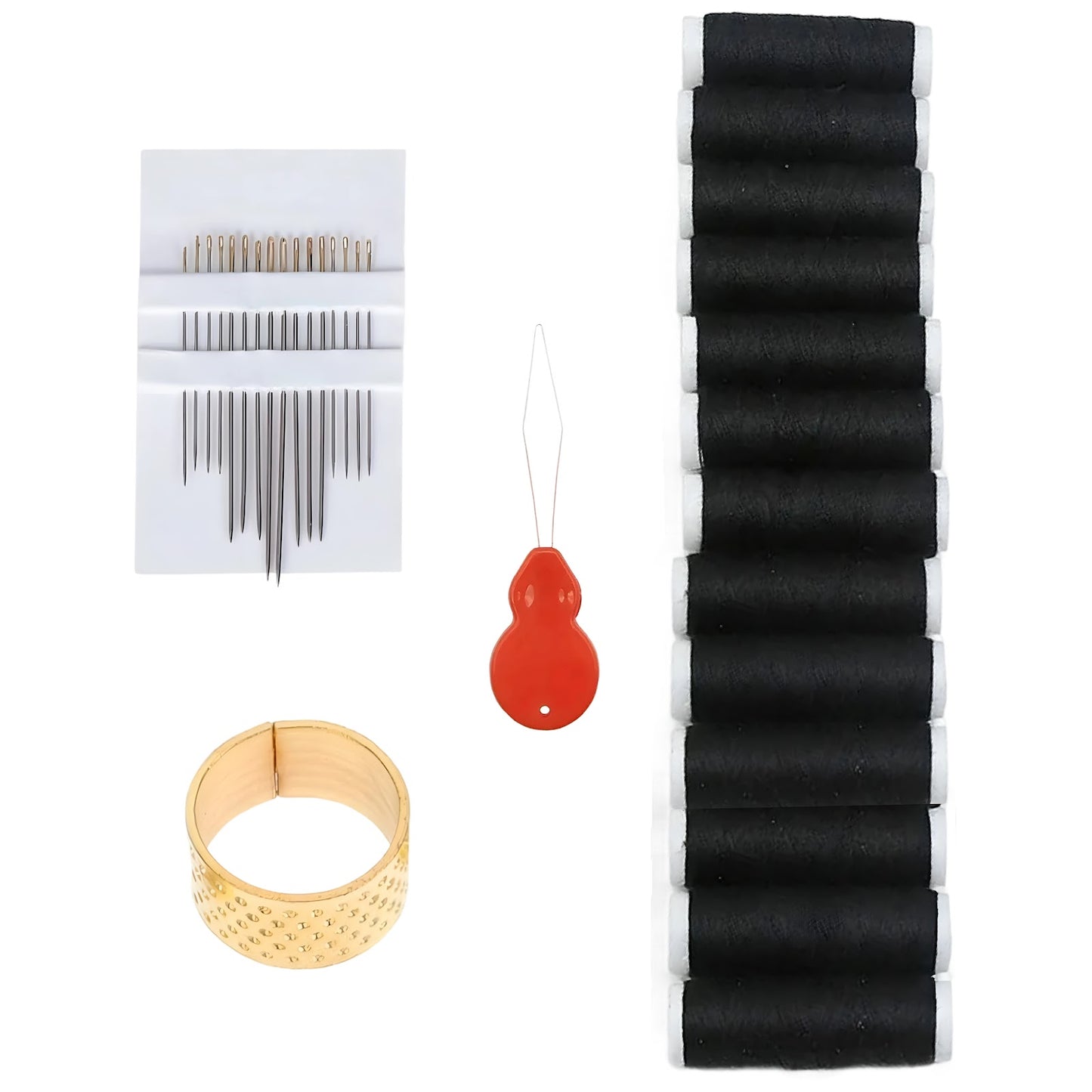 12 Color Sewing Thread Kit 300M Polyester Spools with Needles and Threader for Hand and Machine Use