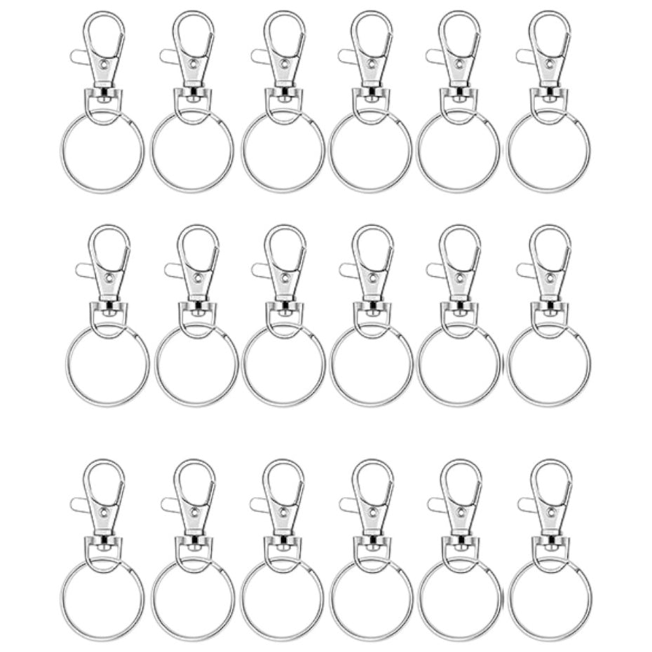 Lobster Claw Clasps and Key Rings for Keychain Jewelry Making and Craft Projects Silver