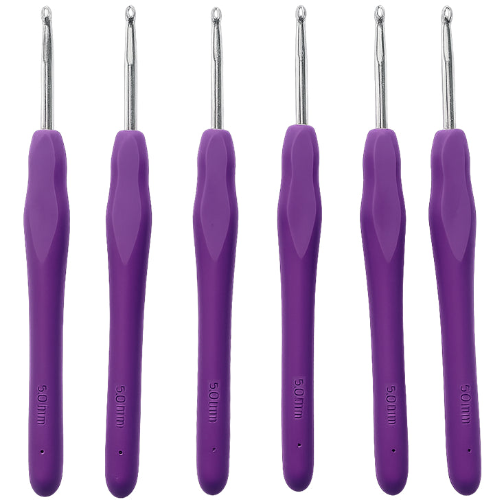 6pcs Aluminum Crochet Hooks with Soft Grip Ergonomic Handles for Knitting and DIY Yarn Crafts