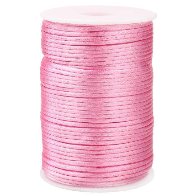 2mm Black Nylon Satin Cord 87.5 Yards for Bracelet, Necklace, Macrame, Beading, and Knot Crafts