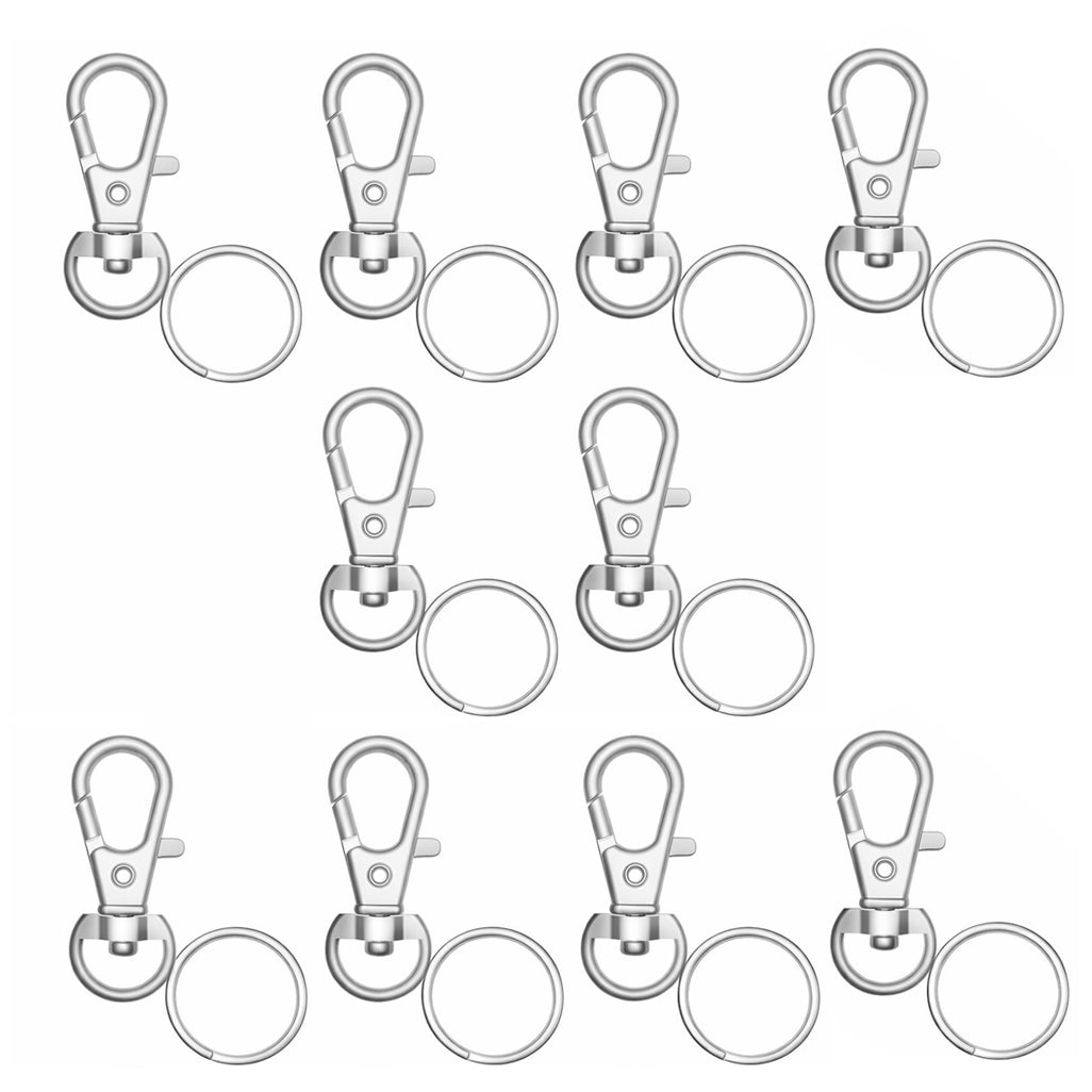 Metal Swivel Lobster Claw Keychain Clips with Large Key Rings for Keychain Making and DIY Craft Projects
