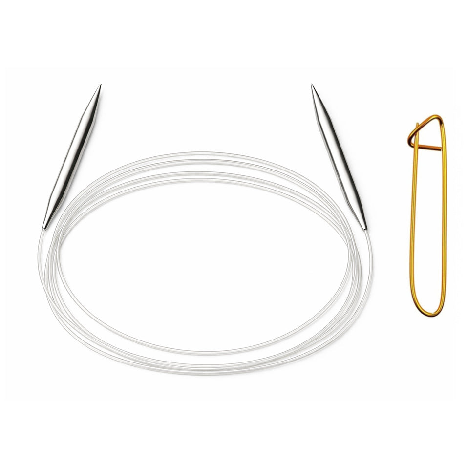 Stainless Steel Circular Knitting Needles with Stitch Holder for Hats Sleeves Scarves Baby Sweaters and Small Projects