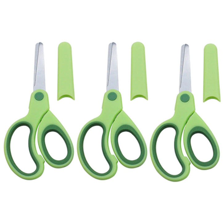 5 Inch Left-Handed Kids Safety Scissors Blunt Tip Stainless Steel for School and Crafts, Pack of 3