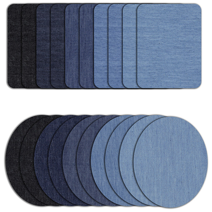 Denim Iron-On Jean Patches with Strong Adhesive, Assorted Shades for Inside and Outside Clothing Repair