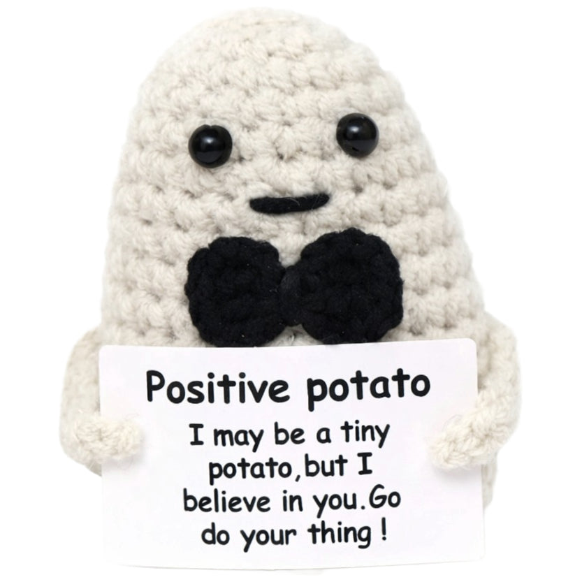 Positive Crochet Plush with Emotional Support Card Cute Funny Knitted Decor for Halloween Thanksgiving Gifts