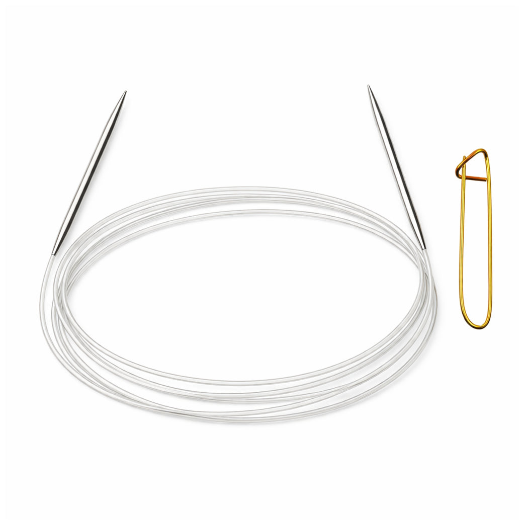 Stainless Steel Circular Knitting Needles with Stitch Holder for Hats Sleeves Scarves Baby Sweaters and Small Projects