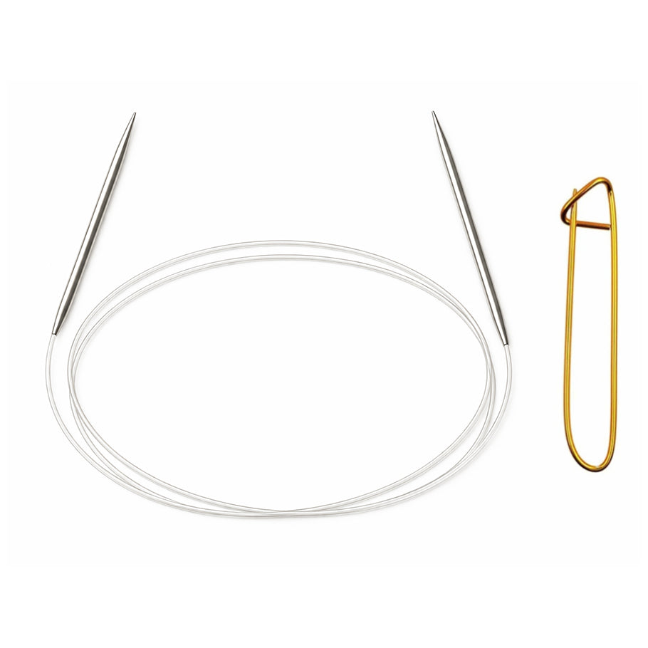 Stainless Steel Circular Knitting Needles with Stitch Holder for Hats Sleeves Scarves Baby Sweaters and Small Projects