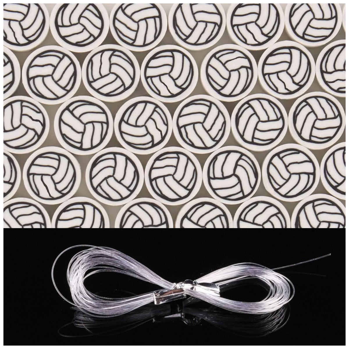 Sports Ball Polymer Clay Beads 8-11mm with Elastic String for Jewelry and DIY Crafts, Pack of 100