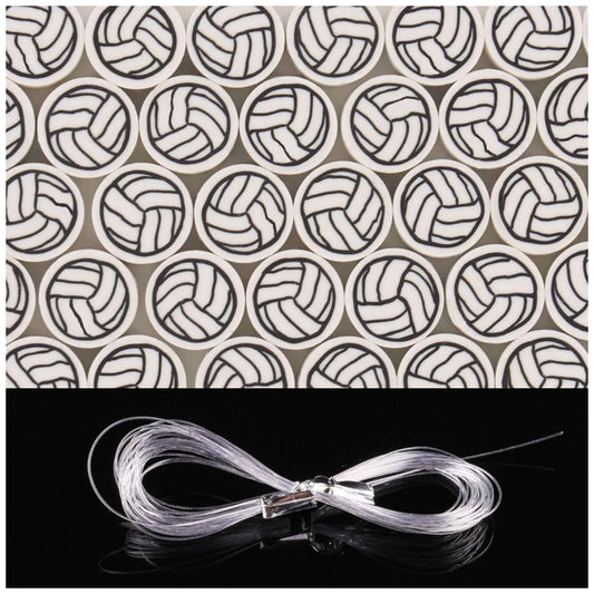 Sports Ball Polymer Clay Beads 8-11mm with Elastic String for Jewelry and DIY Crafts, Pack of 100