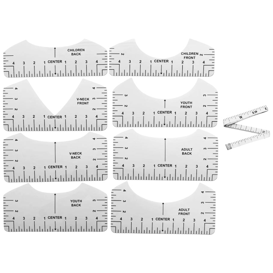 T-Shirt Ruler Guide for Centering Vinyl, Transparent PVC Alignment Tool for Heat Press and DIY Shirts