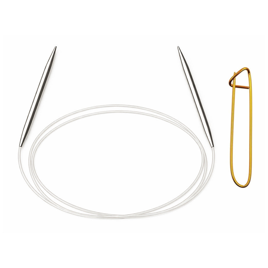 Stainless Steel Circular Knitting Needles with Stitch Holder for Hats Sleeves Scarves Baby Sweaters and Small Projects