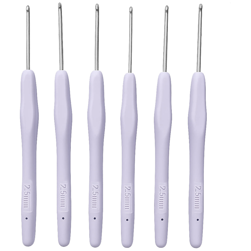 6pcs Aluminum Crochet Hooks with Soft Grip Ergonomic Handles for Knitting and DIY Yarn Crafts
