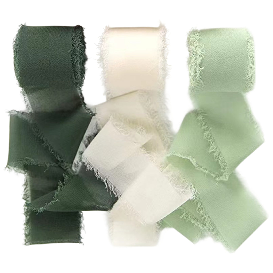 1.5 Inch x 7 Yards Chiffon Silk Ribbon Set for Wedding Bouquets, Gifts, and Decorations, Pack of 3