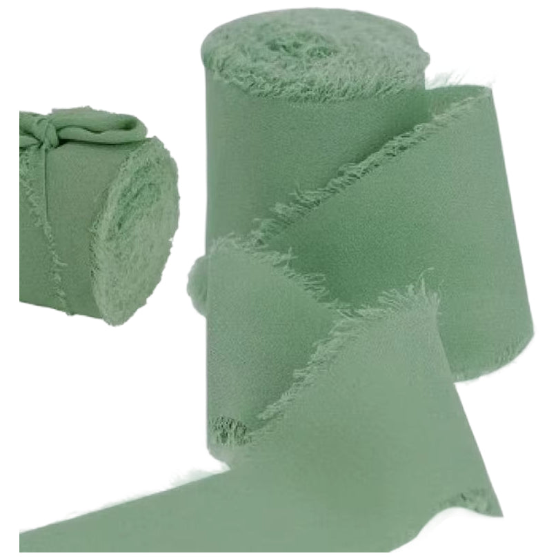 Chiffon Silk Ribbon 1.5 Inch x 10 Yards for Wedding Bouquets, Invitations, and Decorations, Pack of 2