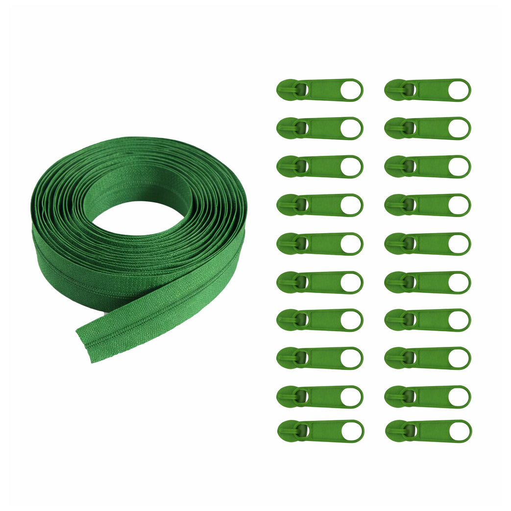 Nylon Coil Zipper 10 Yards with 20 Sliders for DIY Sewing Bags Garments and Crafts