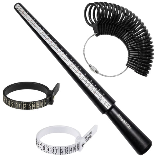 Ring Sizer Measuring Tool Kit With Steel Mandrel US Sizes 0-13 and Magnifier