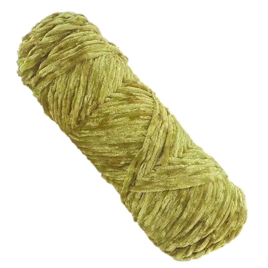 Yellow Green Thick Chenille Yarn for Knitting/Crochet, #5 Weight (120 Yards)