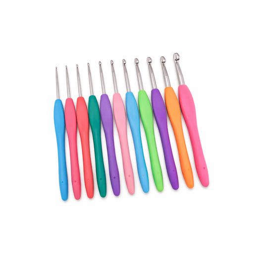 Ergonomic Crochet Hook Set With Soft Colorful Handles Multiple Sizes for Knitting and Crochet Projects