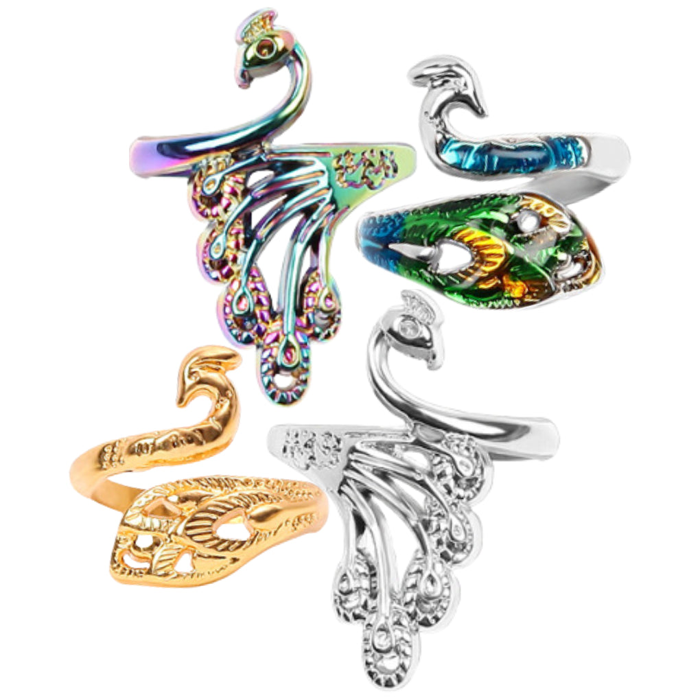 Adjustable Peacock Crochet Ring Yarn Guide for Knitting, Sewing, and Stitching Tension Control
