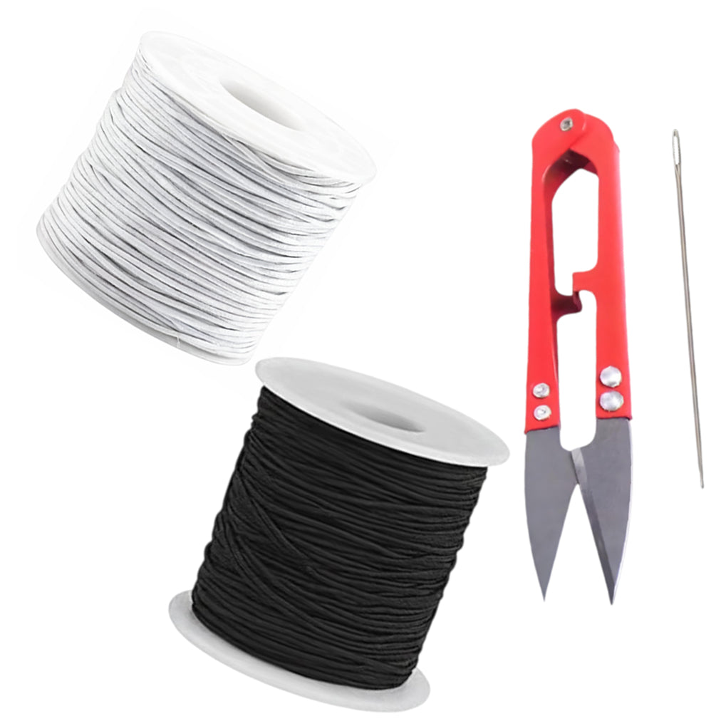 50 Yards Each Roll Nylon Core Spun Elastic Cord With Needle and Scissors for Jewelry Making and Crafts