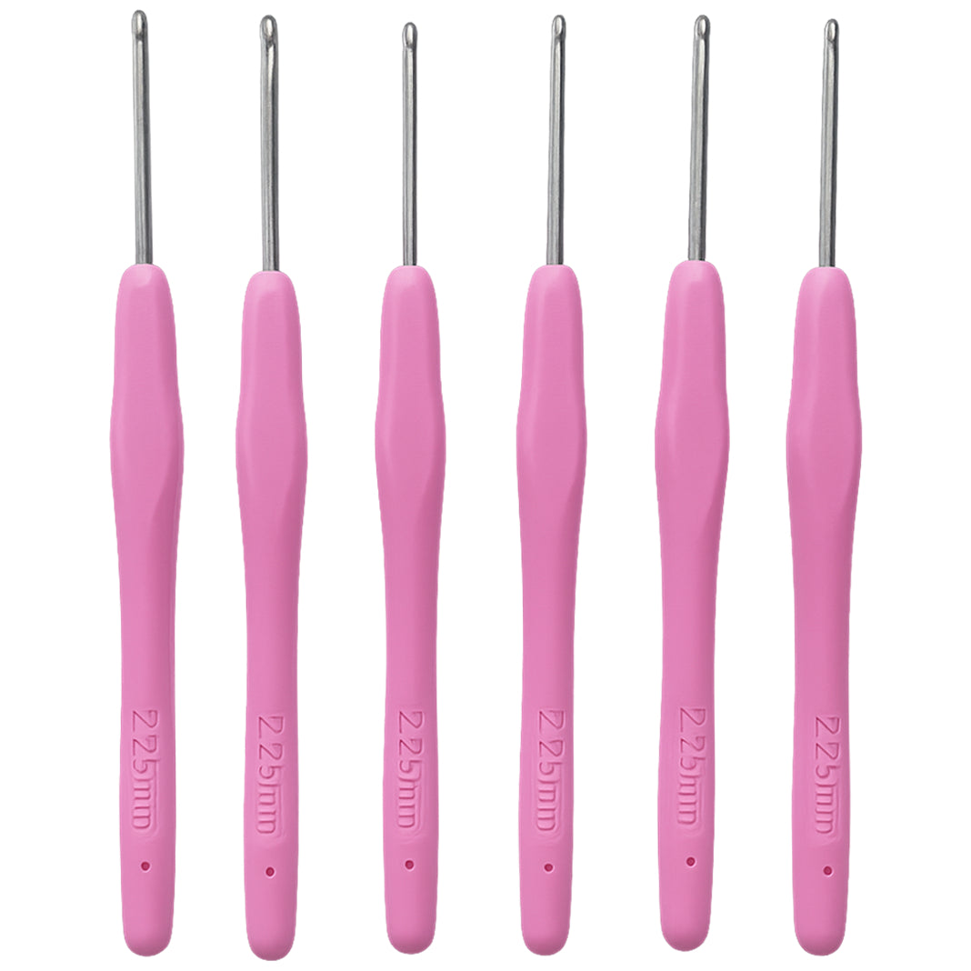 6pcs Aluminum Crochet Hooks with Soft Grip Ergonomic Handles for Knitting and DIY Yarn Crafts