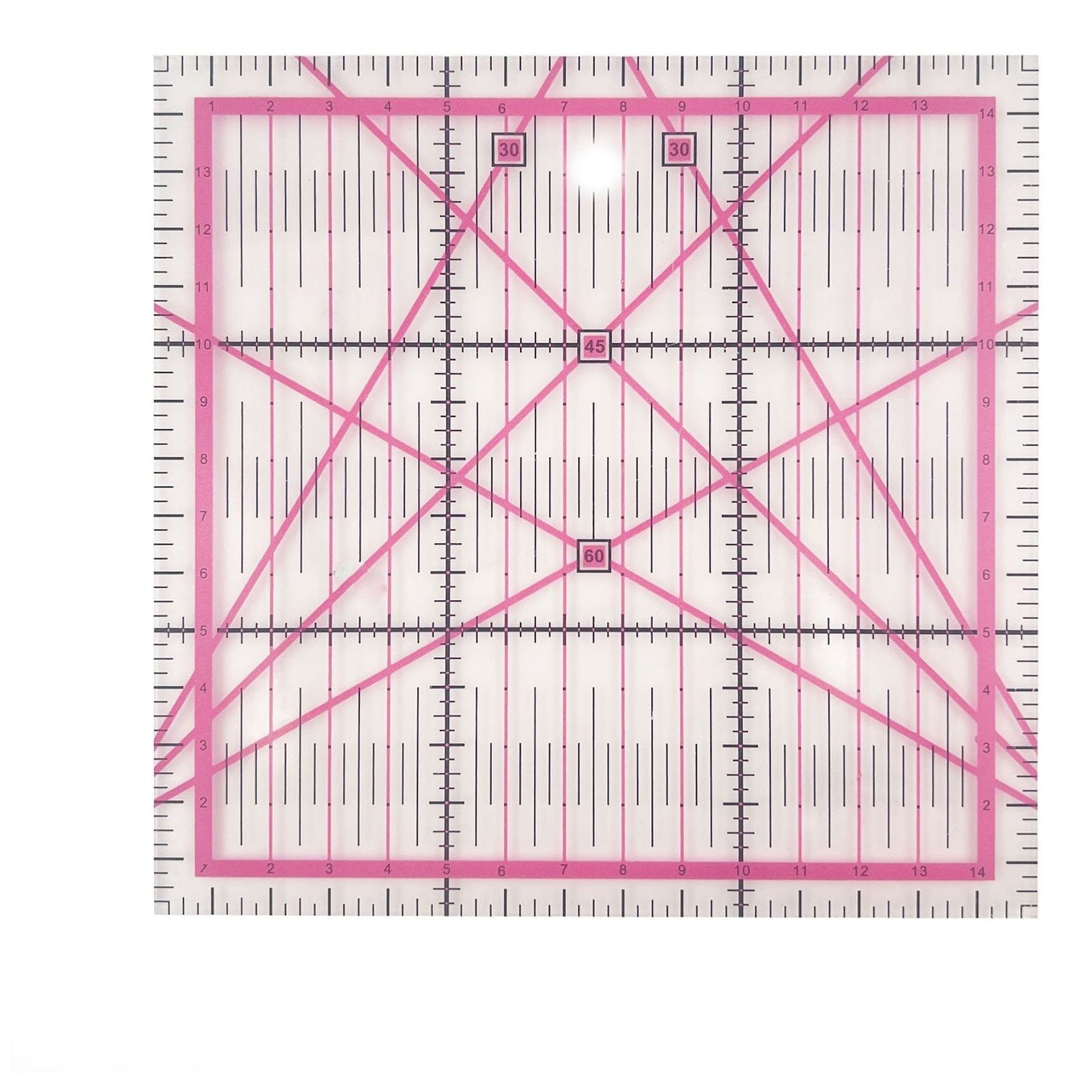 Non-Slip Acrylic Square Quilting Ruler with Numbering and Angle Guides for Sewing and Craft Projects