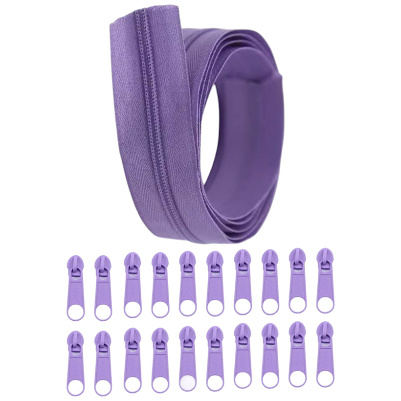 Nylon Coil Zipper 10 Yards with 20 Sliders for DIY Sewing Bags Garments and Crafts