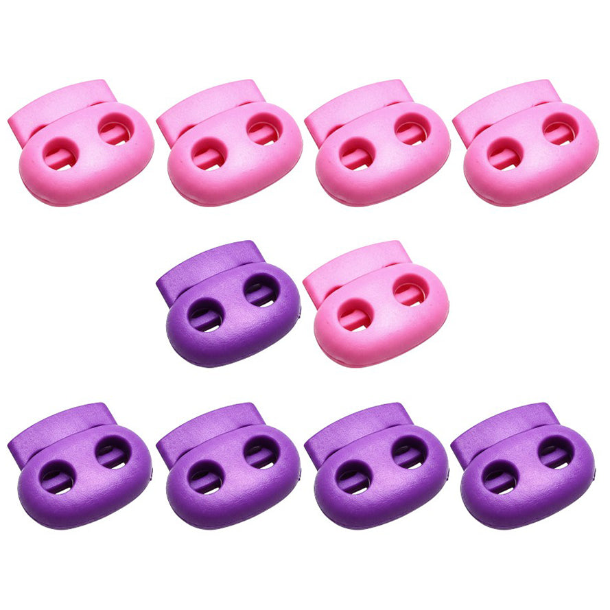 Double Hole Plastic Spring Cord Lock Toggles for Drawstrings Paracord Shoelaces and Elastic Bungee Rope