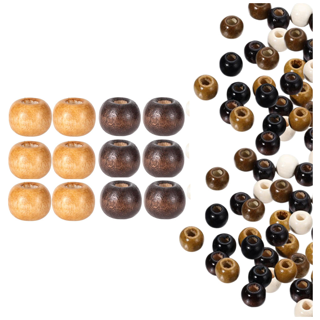 Natural Maple Wood Round Beads 9x10mm for Jewelry, Macrame, Hair, and DIY Crafts, Pack of 100