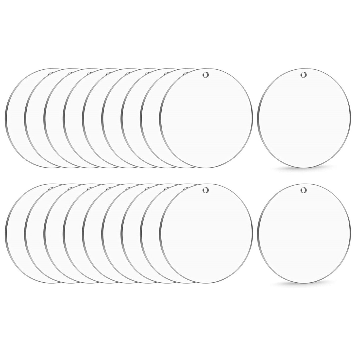 Clear Round Acrylic Blanks with Holes for DIY Christmas Ornaments Crafting and Painting, Pack of 20