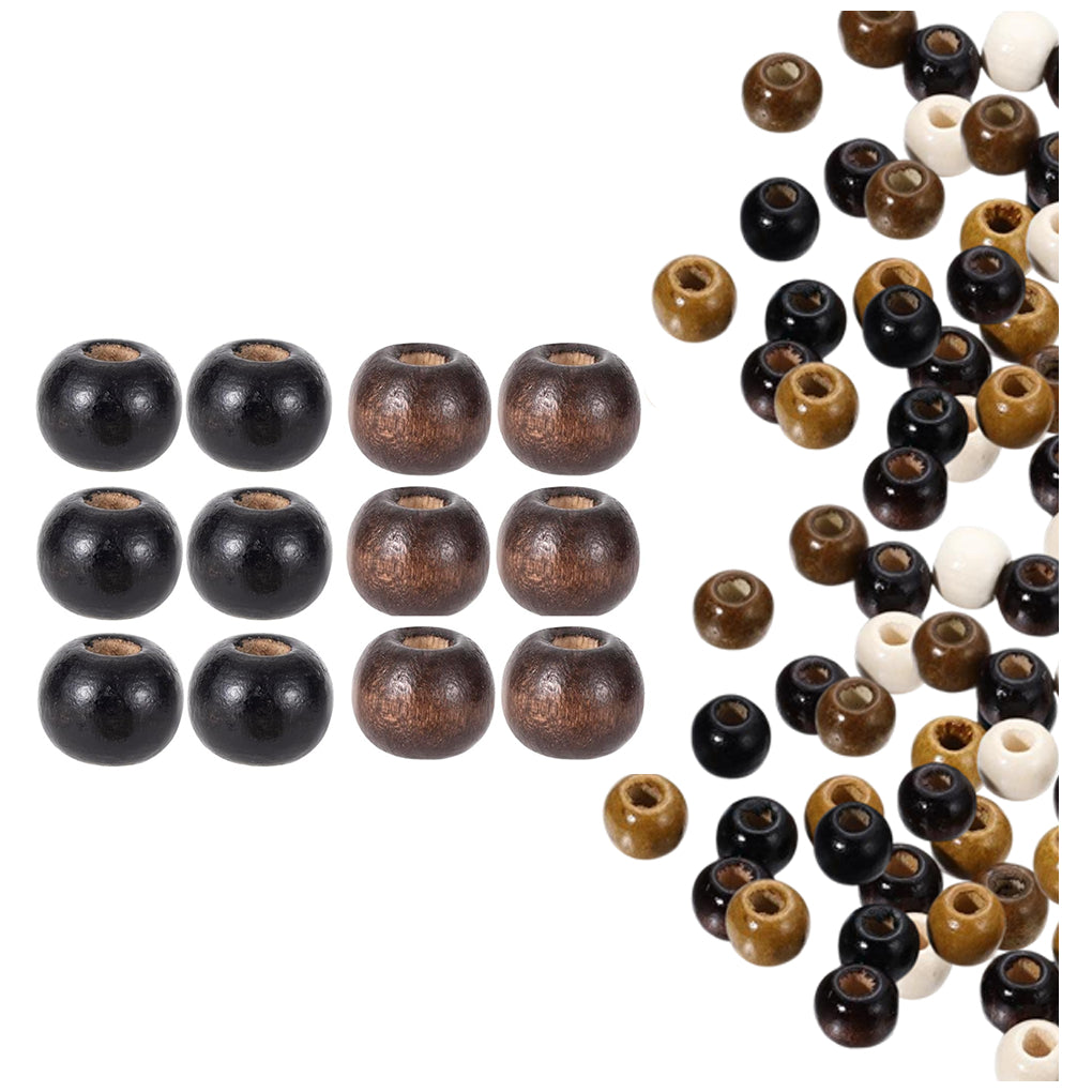 Natural Maple Wood Round Beads 9x10mm for Jewelry, Macrame, Hair, and DIY Crafts, Pack of 100