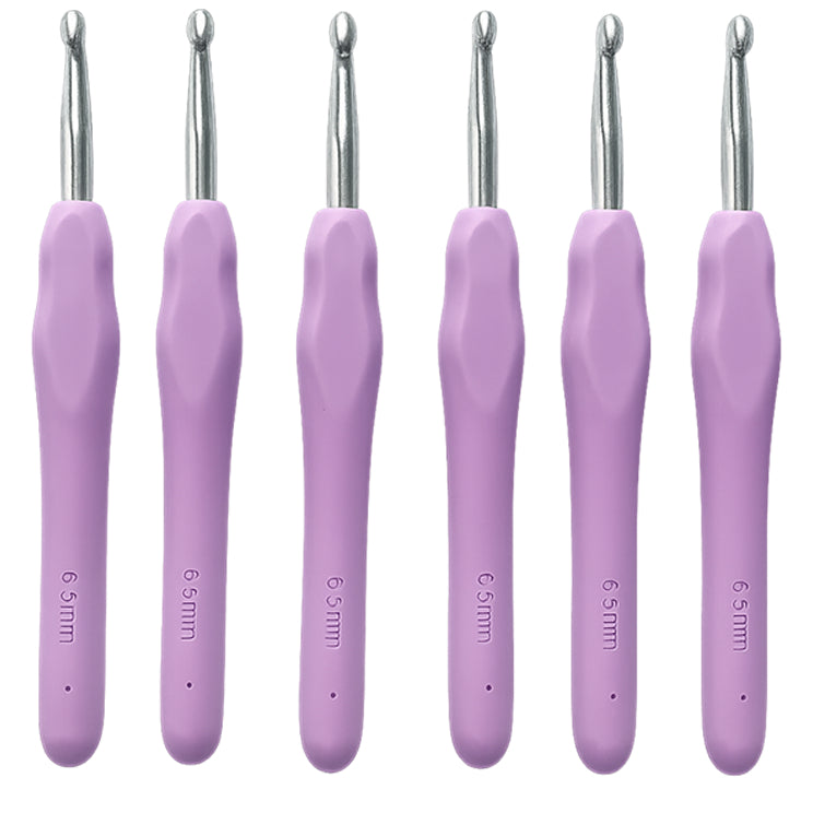 6pcs Aluminum Crochet Hooks with Soft Grip Ergonomic Handles for Knitting and DIY Yarn Crafts