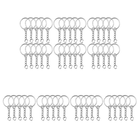 1 Inch Key Rings with Chain and Open Jump Rings for Keychains, Pendants, Tags and DIY Craft Projects