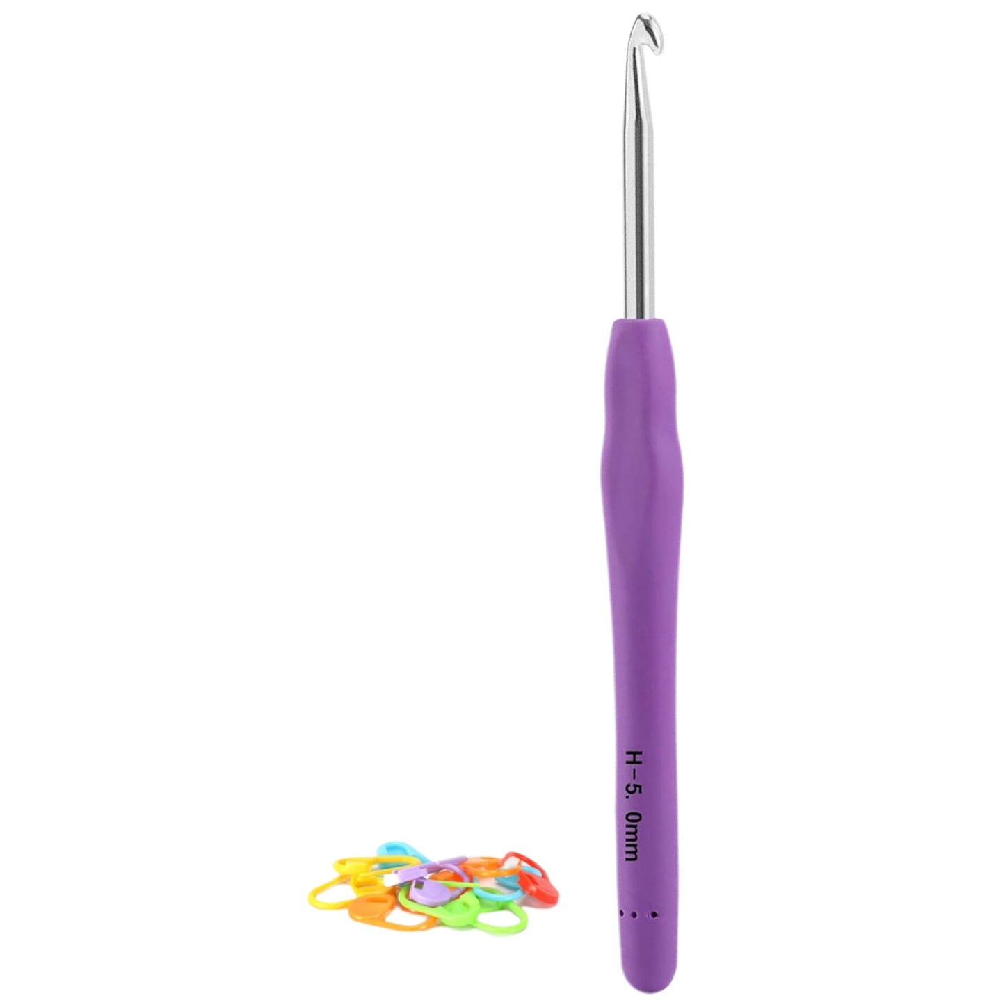 Extra Long Crochet Hook Ergonomic Anti Slip Handle with Stitch Markers for Knitting Crochet