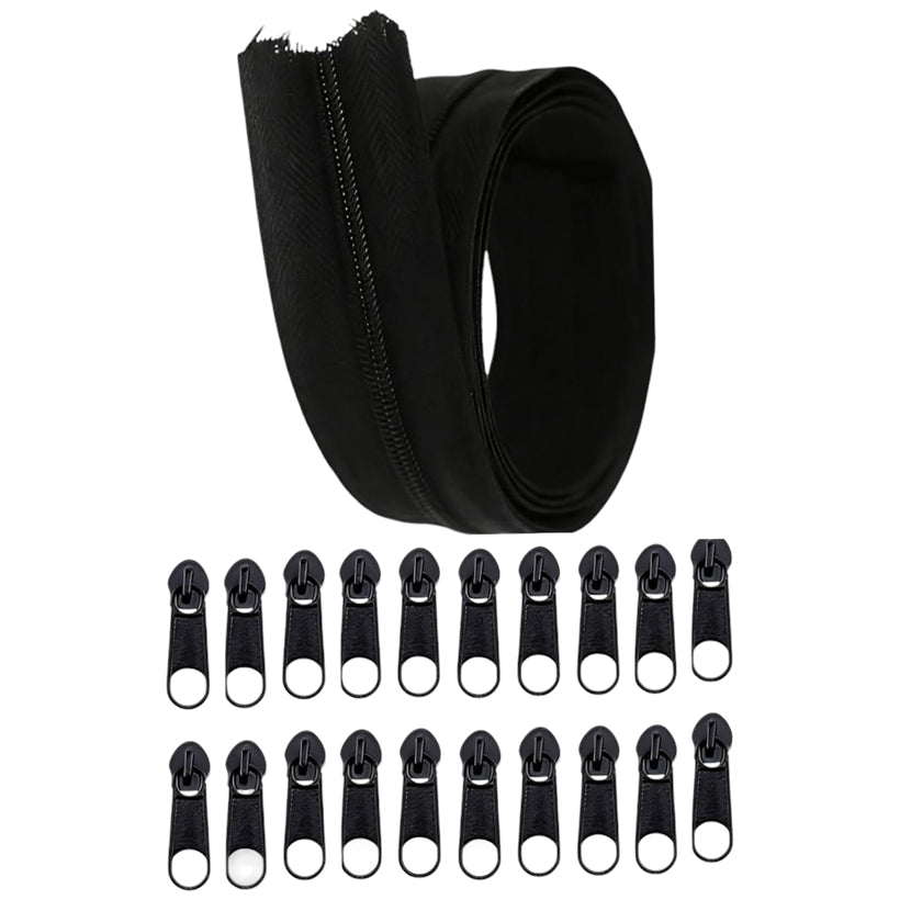 Nylon Coil Zipper 10 Yards with 20 Sliders for DIY Sewing Bags Garments and Crafts