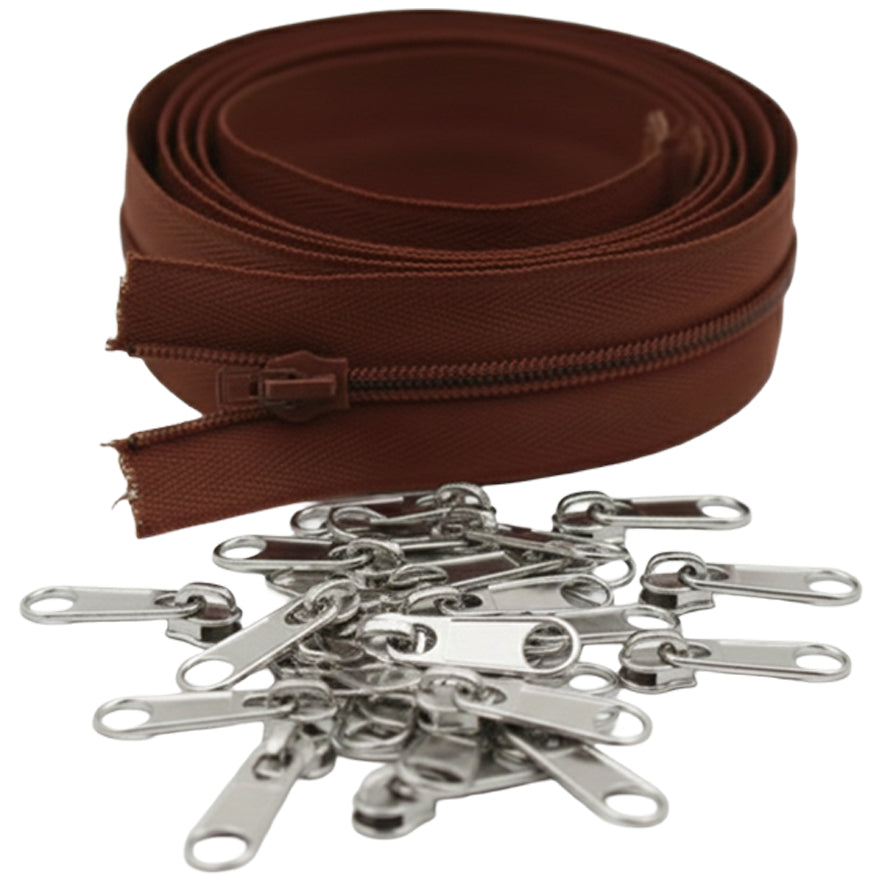 10 Yard Nylon Coil Zipper Roll with 25 Sliders Bulk Sewing Zippers for Bags Clothing Cushions and DIY Crafts