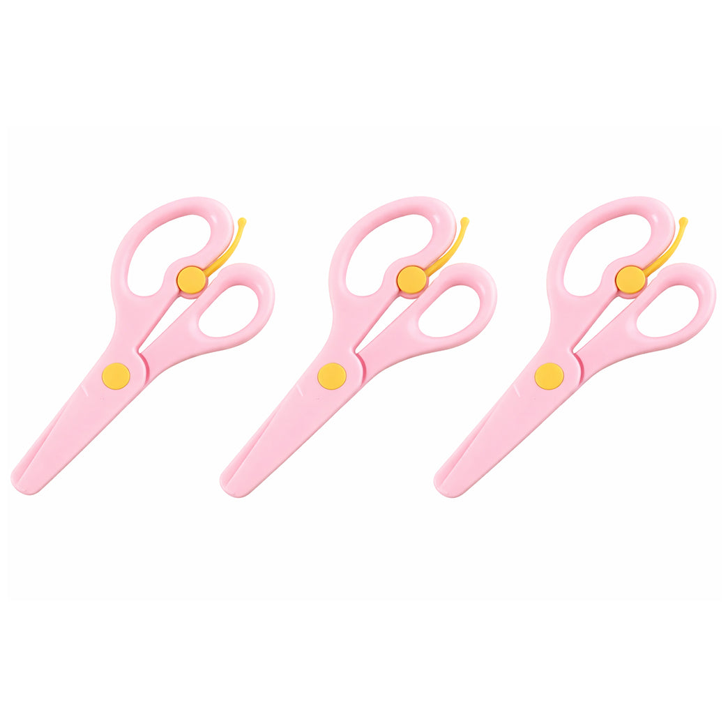 Kids Training Scissors Safety Scissors with Lever for Preschool Crafts and School Use, Pack of 3