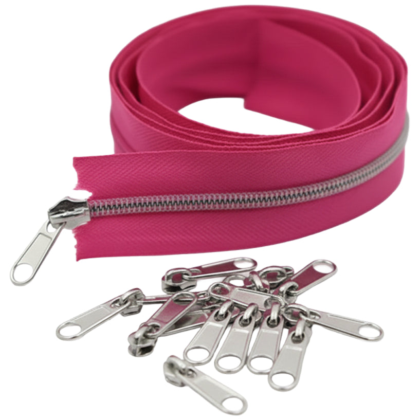 10 Yard Nylon Coil Zipper Roll with 25 Sliders Bulk Sewing Zippers for Bags Clothing Cushions and DIY Crafts