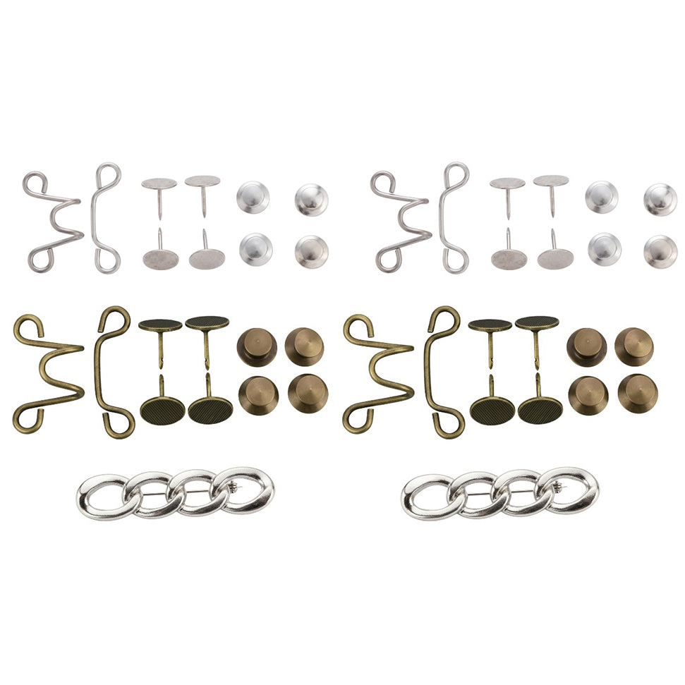 4 Sets Waist Cinching Buckles and 2pcs Pin Waist Cincher Clips for Jeans Dresses Skirts No Sew