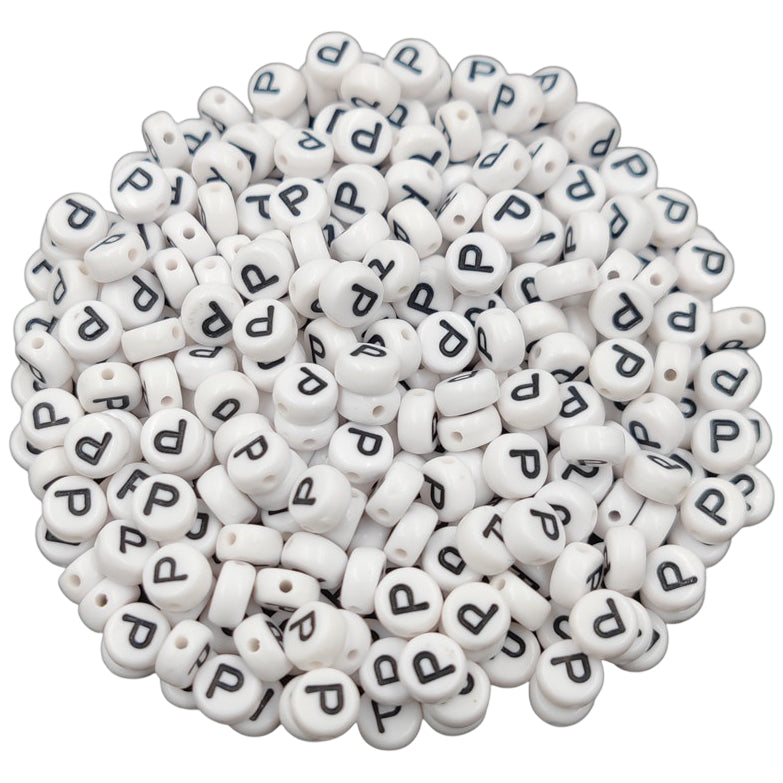 White Round Acrylic Alphabet Letter Beads for Bracelet and Jewelry Making 4x7mm, Pack of 300