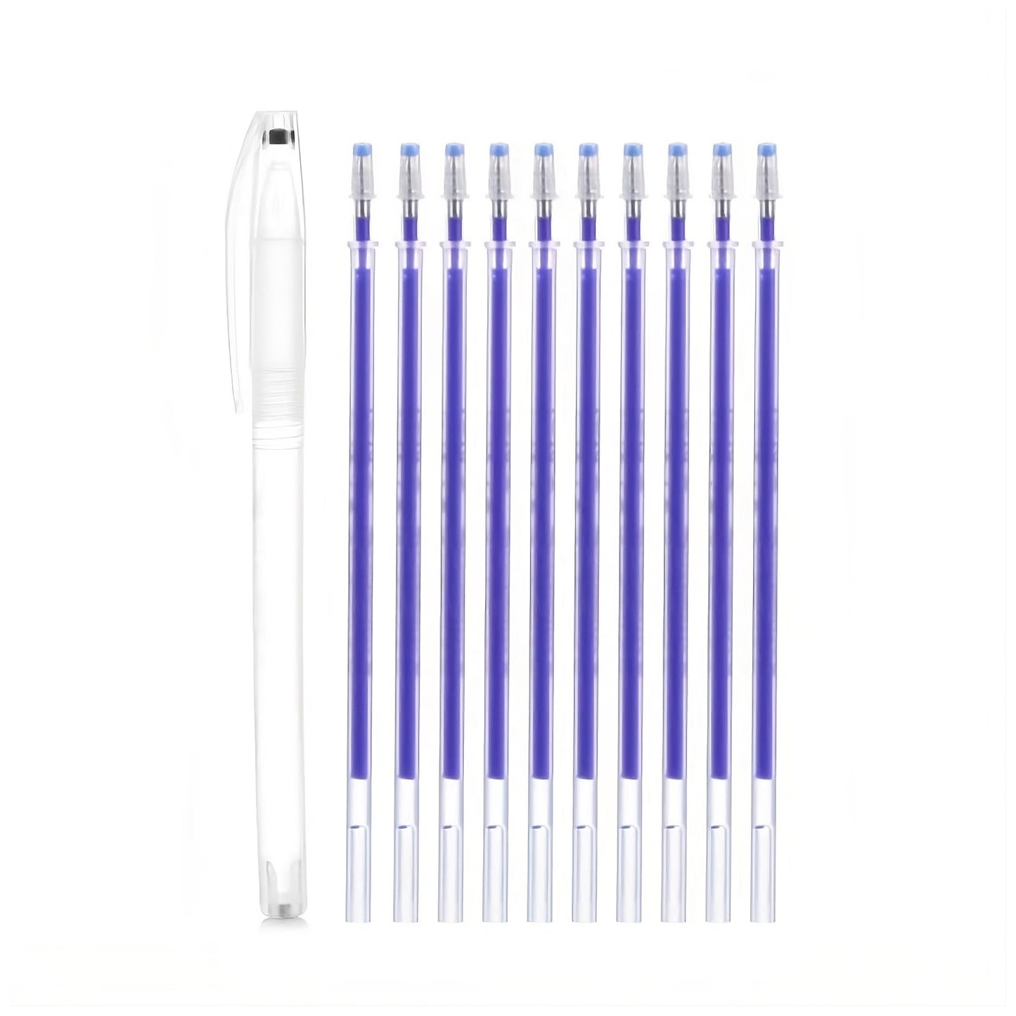 Heat Erasable Fabric Marking Pen with 10 Refills Disappearing Ink for Sewing Quilting Embroidery and DIY Crafts